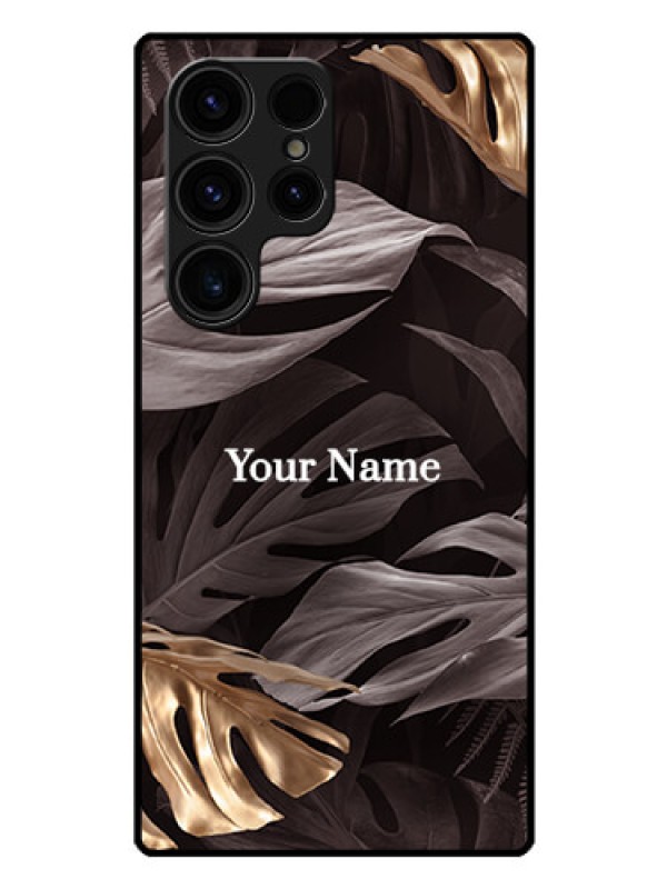 Custom Galaxy S23 Ultra 5G Personalised Glass Phone Case - Wild Leaves digital paint Design