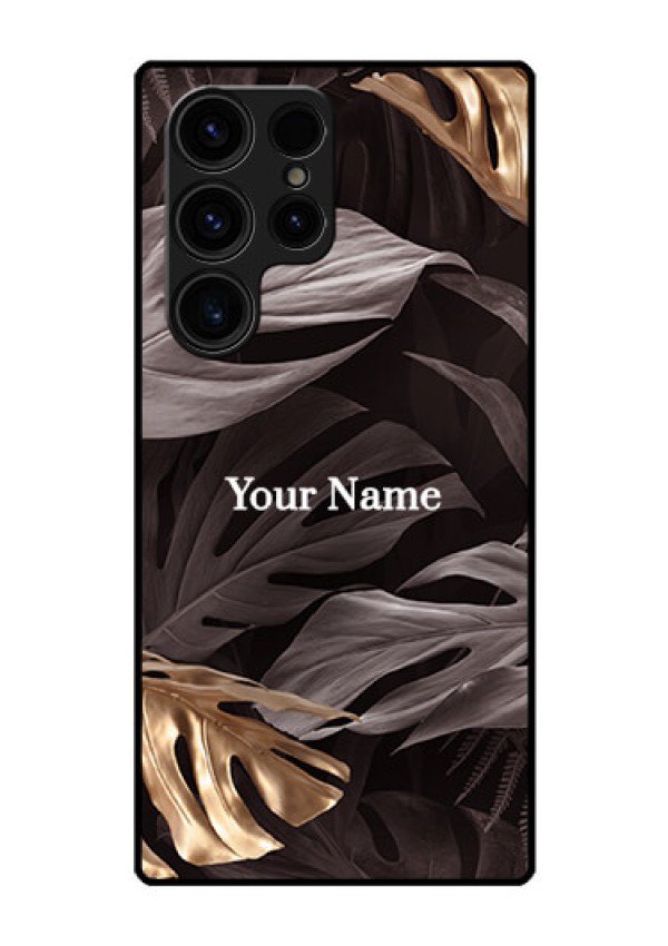 Galaxy S23 Ultra 5G Personalised Glass Phone Case - Wild Leaves digital paint Design