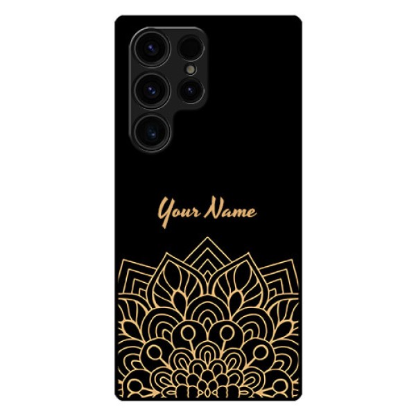 Galaxy S23 Ultra 5G Custom Glass Phone Case - Golden mandala Design