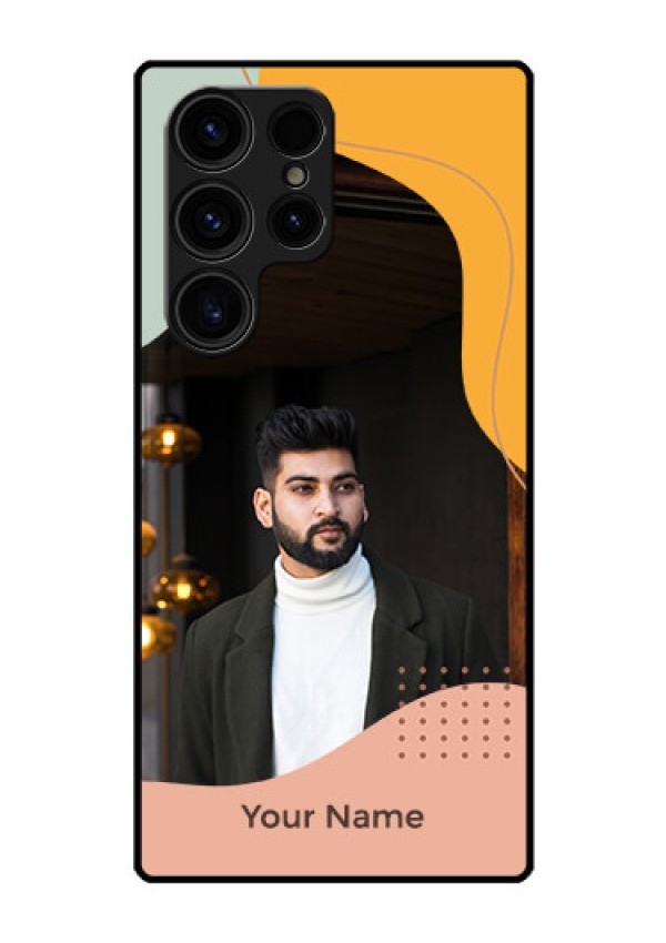 Galaxy S23 Ultra 5G Personalized Glass Phone Case - Tri-coloured overlay design