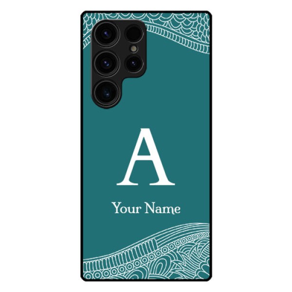 Galaxy S23 Ultra 5G Personalized Glass Phone Case - line art pattern with custom name Design Galaxy S23 Ultra 5G Personalized Glass Phone Case - line art pattern with custom name Design