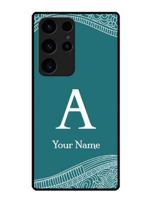 Custom Galaxy S23 Ultra 5G Personalized Glass Phone Case - line art pattern with custom name Design