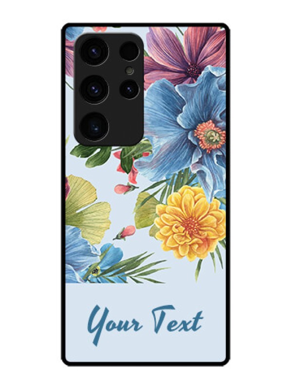 Custom Galaxy S23 Ultra 5G Custom Glass Mobile Case - Stunning Watercolored Flowers Painting Design