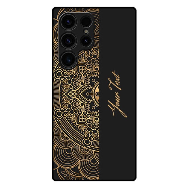 Galaxy S23 Ultra 5G Photo Printing on Glass Case - Mandala art with custom text Design Galaxy S23 Ultra 5G Photo Printing on Glass Case - Mandala art with custom text Design