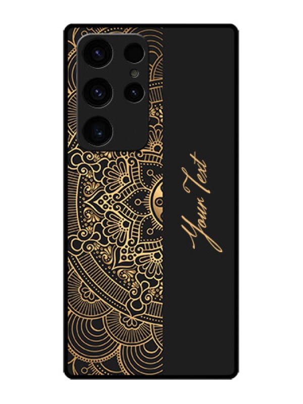 Custom Galaxy S23 Ultra 5G Photo Printing on Glass Case - Mandala art with custom text Design