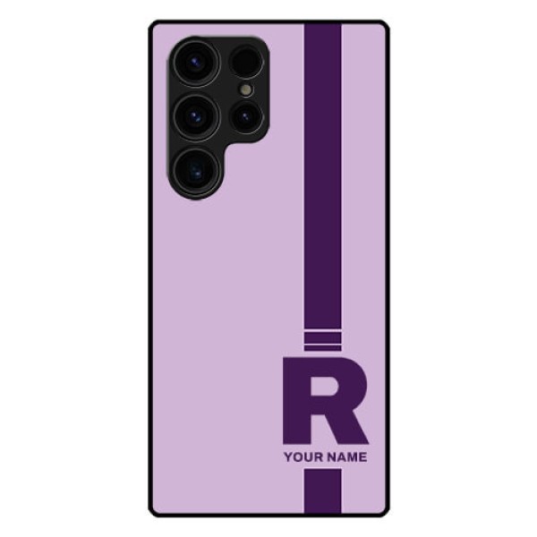 Galaxy S23 Ultra 5G Photo Printing on Glass Case - Simple dual tone stripe with name Design Galaxy S23 Ultra 5G Photo Printing on Glass Case - Simple dual tone stripe with name Design