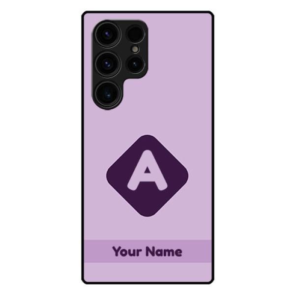 Galaxy S23 Ultra 5G Custom Glass Mobile Case - Custom Letter in curved badge Design