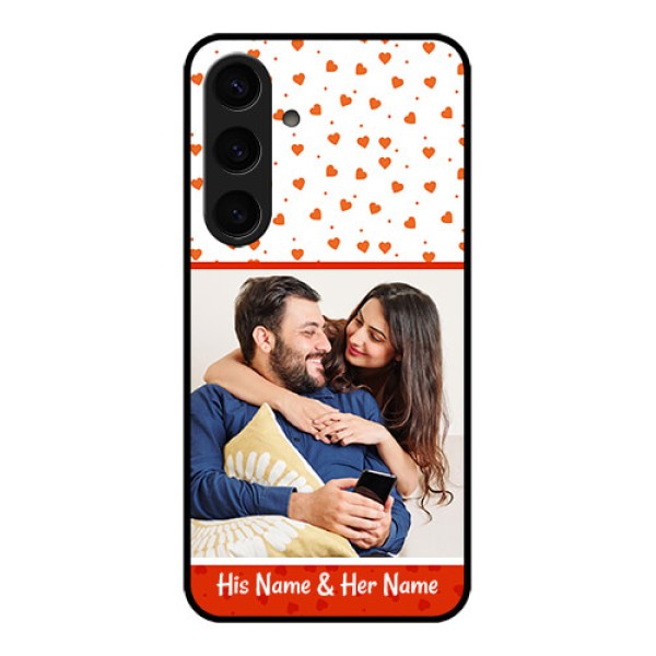 Samsung Galaxy S24 5G Custom Glass Phone Case - Orange Love Symbol Design Samsung Galaxy S24 5G Custom Glass Phone Case - Orange Love Symbol Design