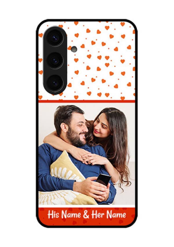 Samsung Galaxy S24 5G Custom Glass Phone Case - Orange Love Symbol Design
