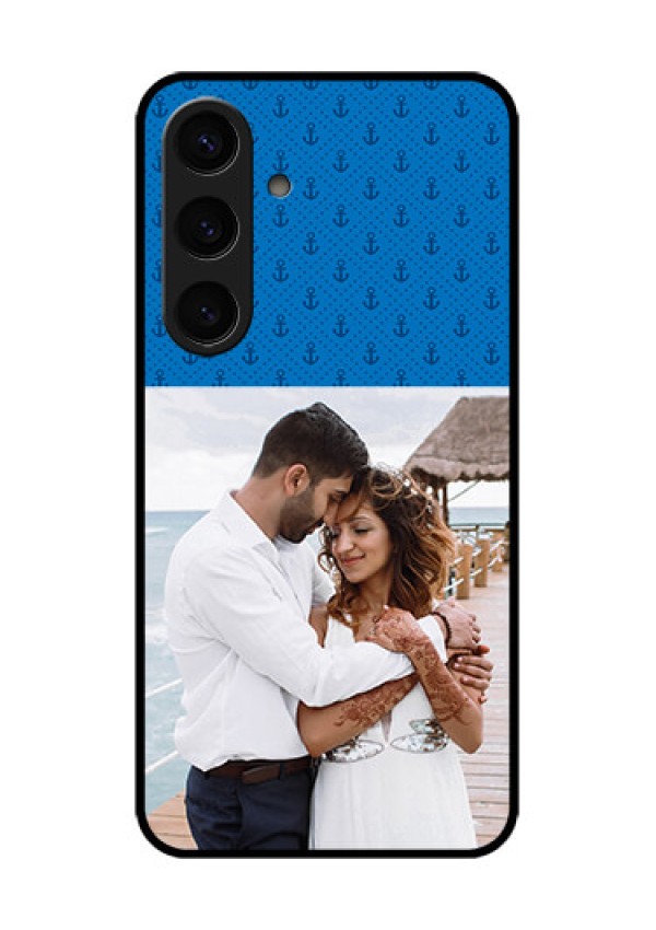 Samsung Galaxy S24 5G Custom Glass Phone Case - Blue Anchors Design