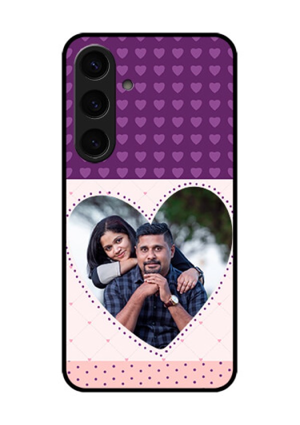 Samsung Galaxy S24 5G Custom Glass Phone Case - Violet Love Dots Design