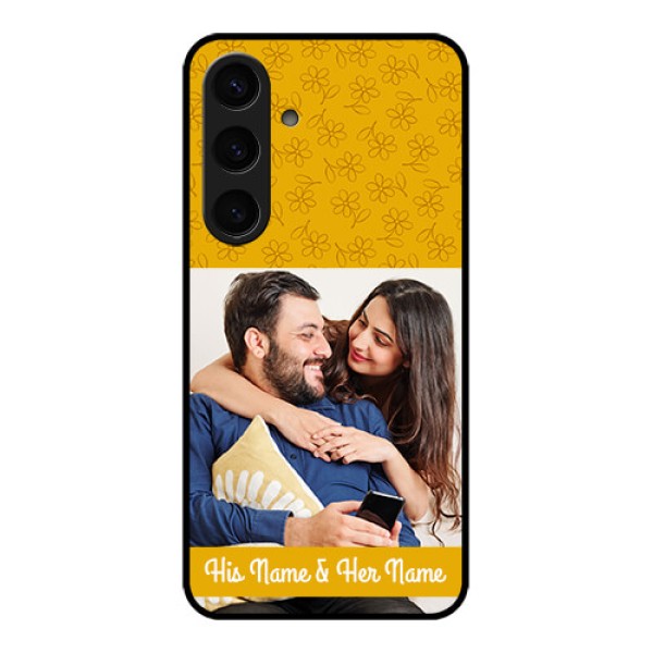 Samsung Galaxy S24 5G Custom Glass Phone Case - Yellow Floral Design Samsung Galaxy S24 5G Custom Glass Phone Case - Yellow Floral Design