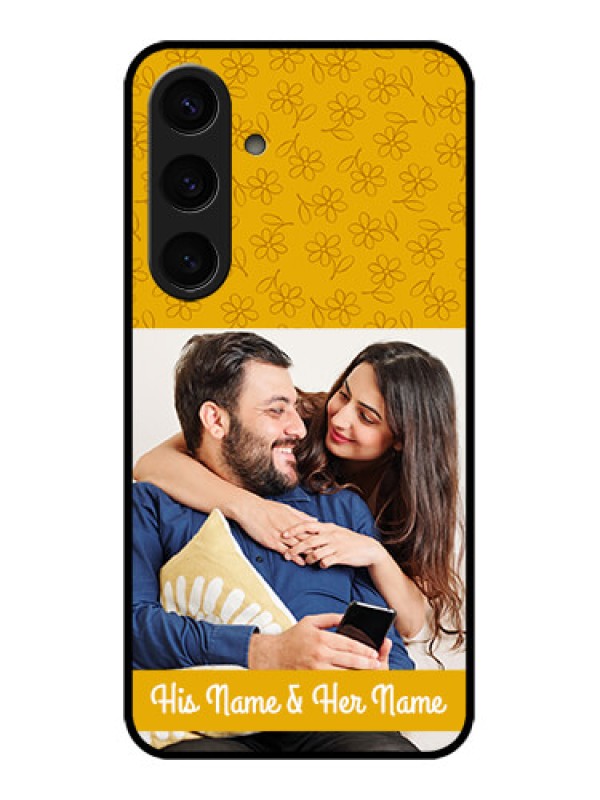 Custom Samsung Galaxy S24 5G Custom Glass Phone Case - Yellow Floral Design