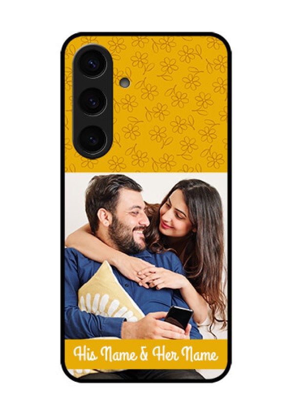Samsung Galaxy S24 5G Custom Glass Phone Case - Yellow Floral Design