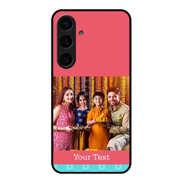 Samsung Galaxy S24 5G Custom Glass Phone Case - Peach & Blue Color Design Samsung Galaxy S24 5G Custom Glass Phone Case - Peach & Blue Color Design