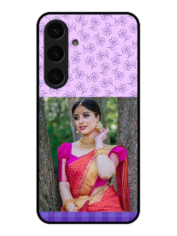 Custom Samsung Galaxy S24 5G Custom Glass Phone Case - Purple Floral Design