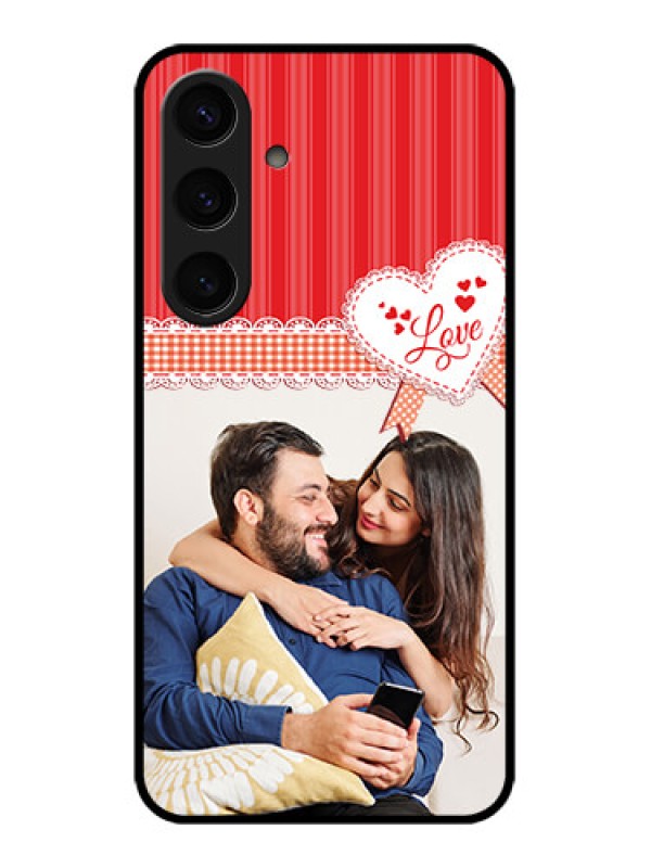 Custom Samsung Galaxy S24 5G Custom Glass Phone Case - Red Love Pattern Design