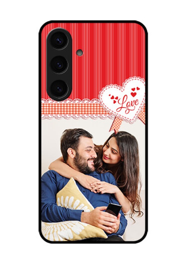 Samsung Galaxy S24 5G Custom Glass Phone Case - Red Love Pattern Design