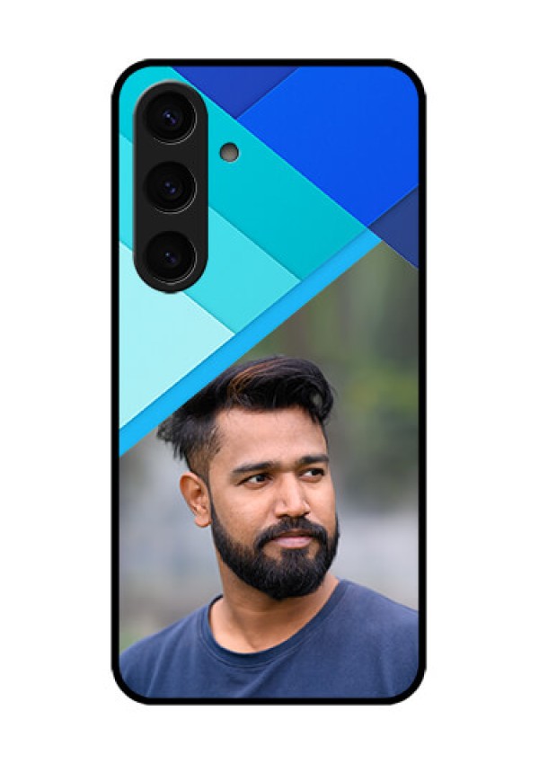 Samsung Galaxy S24 5G Custom Glass Phone Case - Blue Pattern Design