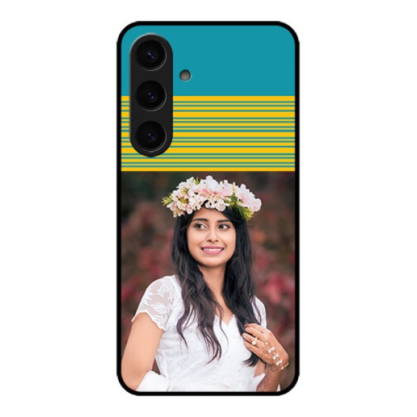 Samsung Galaxy S24 5G Custom Glass Phone Case - Yellow & Blue Design Samsung Galaxy S24 5G Custom Glass Phone Case - Yellow & Blue Design