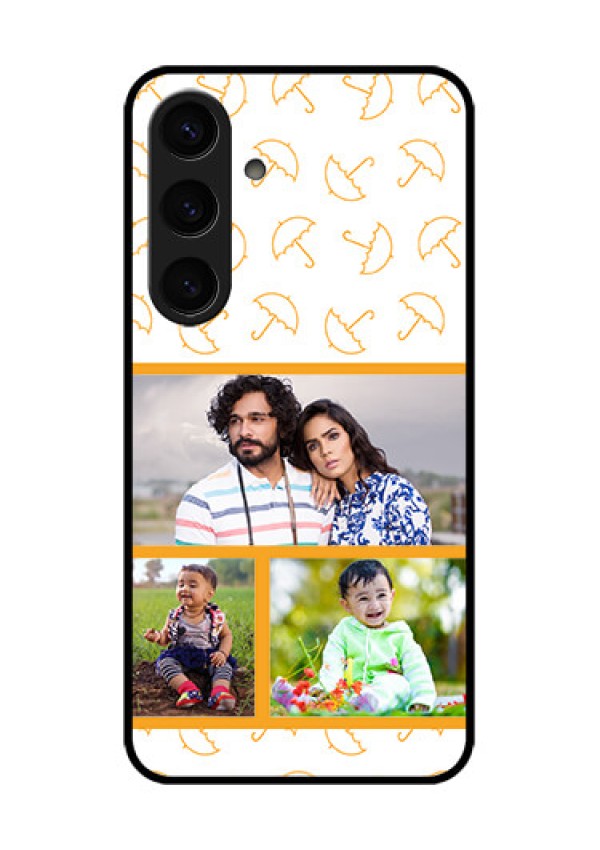 Samsung Galaxy S24 5G Custom Glass Phone Case - Yellow Pattern Design