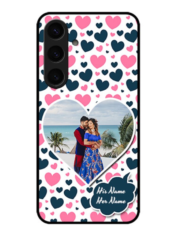 Custom Samsung Galaxy S24 5G Custom Glass Phone Case - Pink & Blue Heart Design