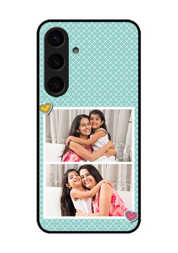 Samsung Galaxy S24 5G Custom Glass Phone Case - 2 Image Holder With Pattern Design