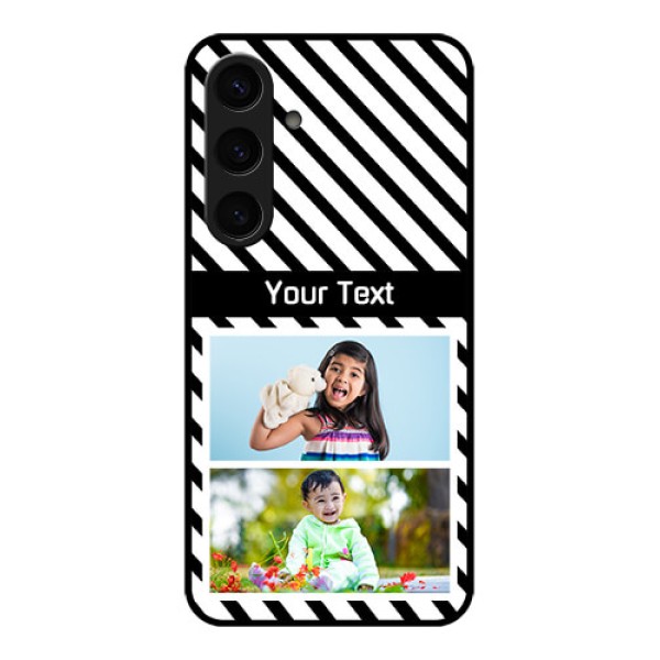 Samsung Galaxy S24 5G Custom Glass Phone Case - Black And White Stripes Design Samsung Galaxy S24 5G Custom Glass Phone Case - Black And White Stripes Design