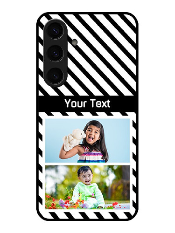 Custom Samsung Galaxy S24 5G Custom Glass Phone Case - Black And White Stripes Design