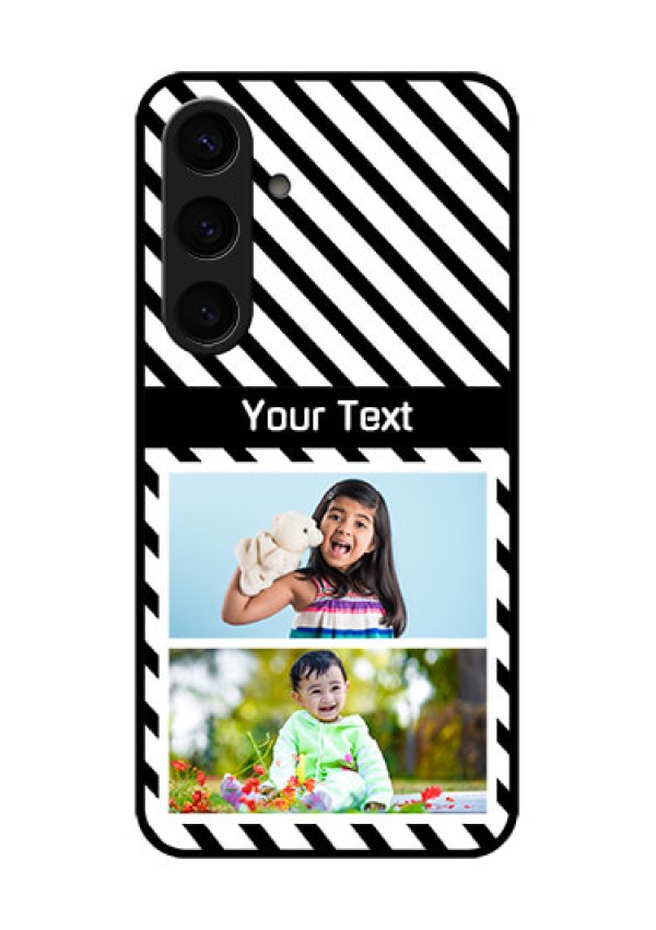 Samsung Galaxy S24 5G Custom Glass Phone Case - Black And White Stripes Design