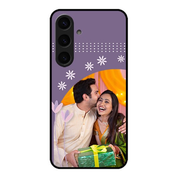 Samsung Galaxy S24 5G Custom Glass Phone Case - Lavender Flowers Design Samsung Galaxy S24 5G Custom Glass Phone Case - Lavender Flowers Design