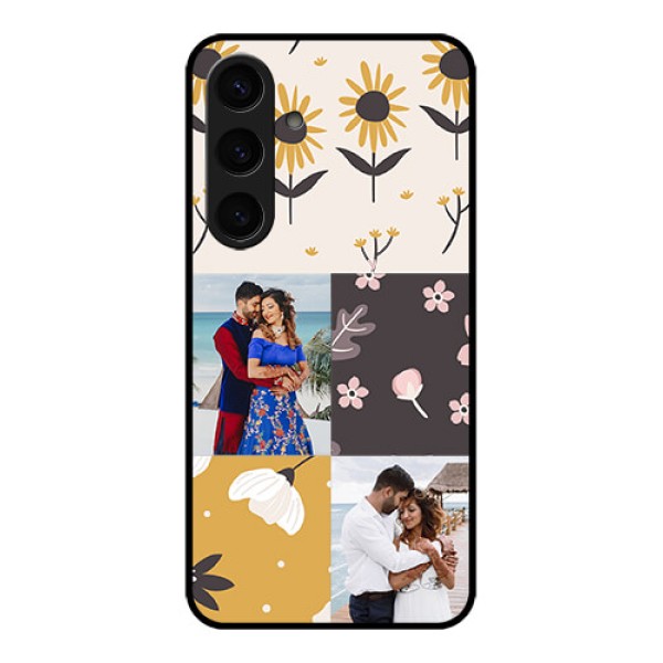 Samsung Galaxy S24 5G Custom Glass Phone Case - 3 Images With Floral Design Samsung Galaxy S24 5G Custom Glass Phone Case - 3 Images With Floral Design