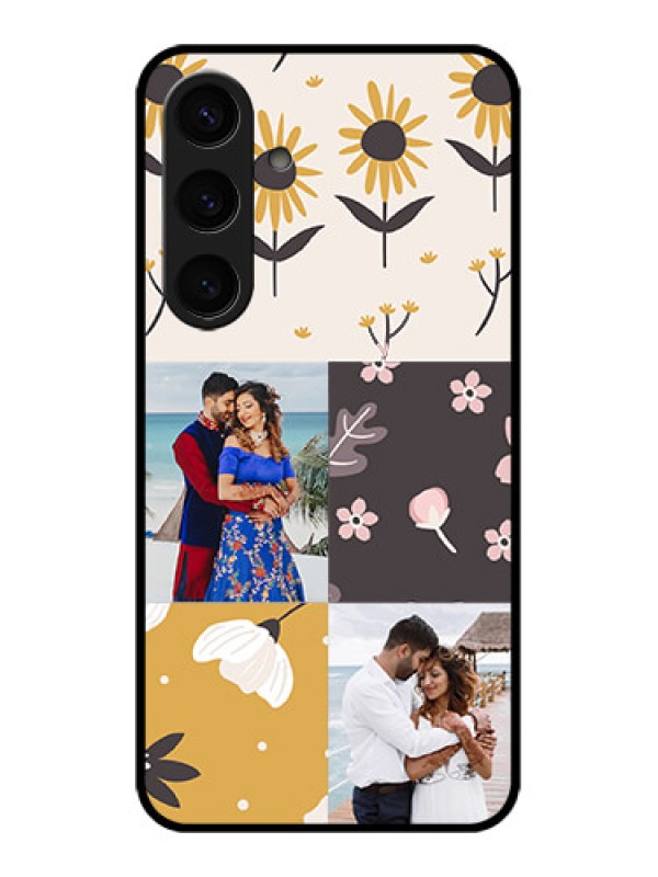 Custom Samsung Galaxy S24 5G Custom Glass Phone Case - 3 Images With Floral Design