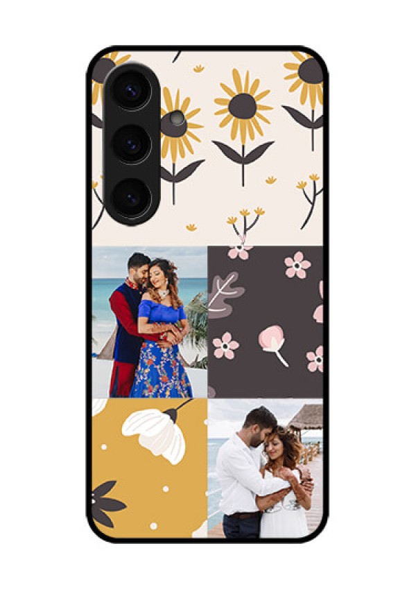 Samsung Galaxy S24 5G Custom Glass Phone Case - 3 Images With Floral Design