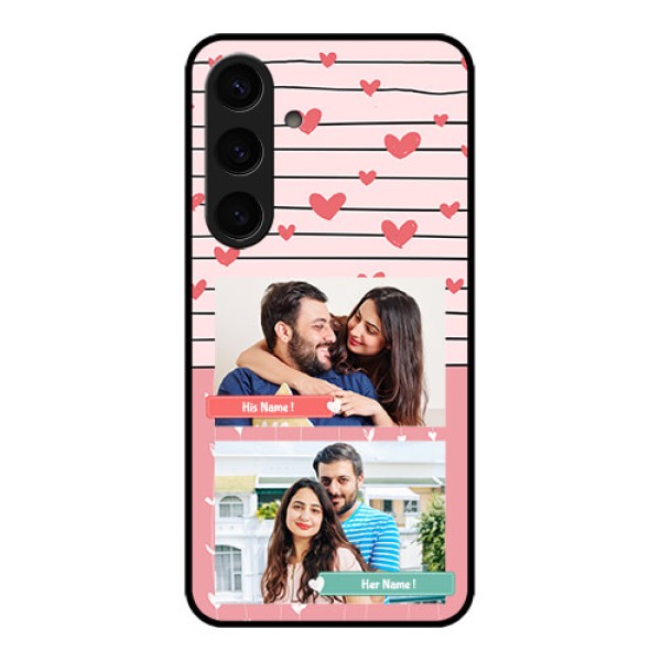 Samsung Galaxy S24 5G Custom Glass Phone Case - Photo With Heart Design Samsung Galaxy S24 5G Custom Glass Phone Case - Photo With Heart Design