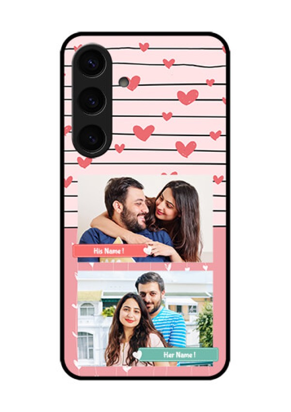 Samsung Galaxy S24 5G Custom Glass Phone Case - Photo With Heart Design