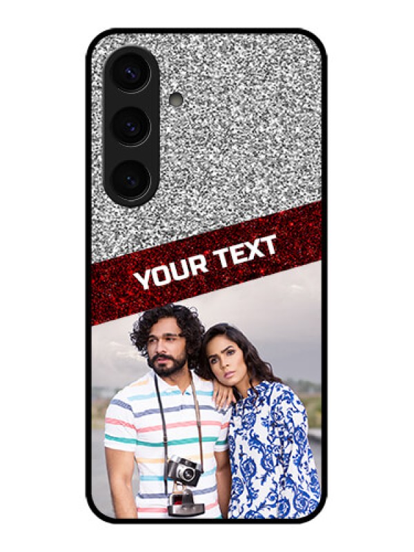 Custom Samsung Galaxy S24 5G Custom Glass Phone Case - Image Holder With Glitter Strip Design
