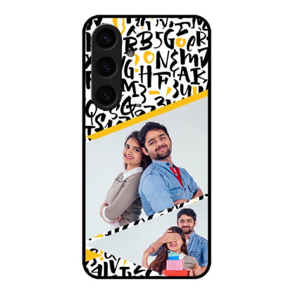 Samsung Galaxy S24 5G Custom Glass Phone Case - Letters Pattern Design Samsung Galaxy S24 5G Custom Glass Phone Case - Letters Pattern Design