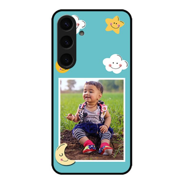 Samsung Galaxy S24 5G Custom Glass Phone Case - Smiley Kids Stars Design Samsung Galaxy S24 5G Custom Glass Phone Case - Smiley Kids Stars Design