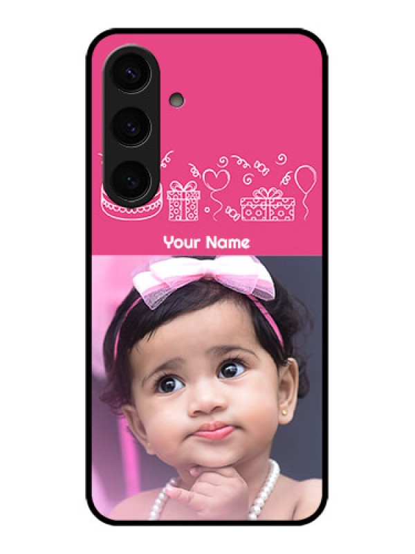 Custom Samsung Galaxy S24 5G Custom Glass Phone Case - With Birthday Line Art Design