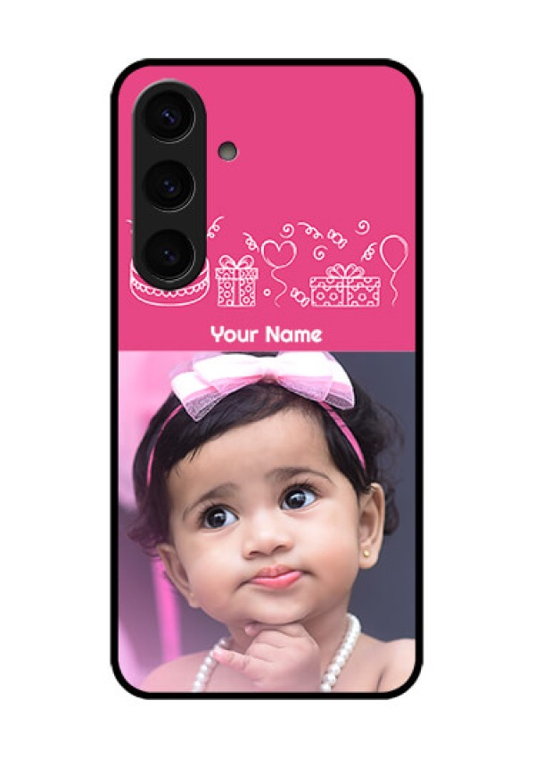 Samsung Galaxy S24 5G Custom Glass Phone Case - With Birthday Line Art Design
