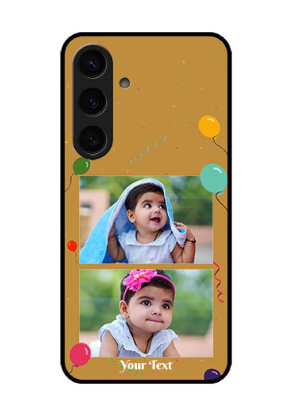 Samsung Galaxy S24 5G Custom Glass Phone Case - Image Holder With Birthday Celebrations Design