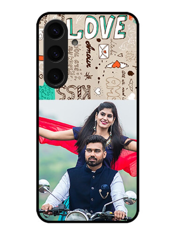 Custom Samsung Galaxy S24 5G Custom Glass Phone Case - Love Doodle Pattern