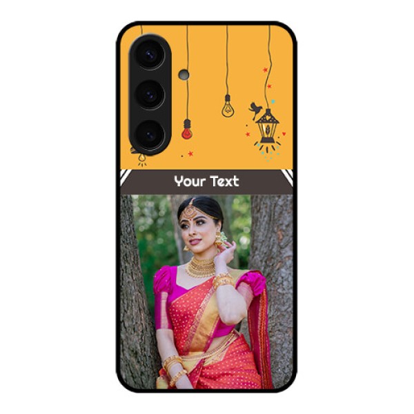 Samsung Galaxy S24 5G Custom Glass Phone Case - With Family Picture And Icons Samsung Galaxy S24 5G Custom Glass Phone Case - With Family Picture And Icons