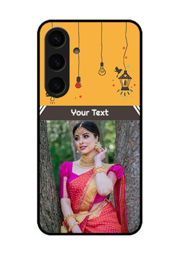 Samsung Galaxy S24 5G Custom Glass Phone Case - With Family Picture And Icons