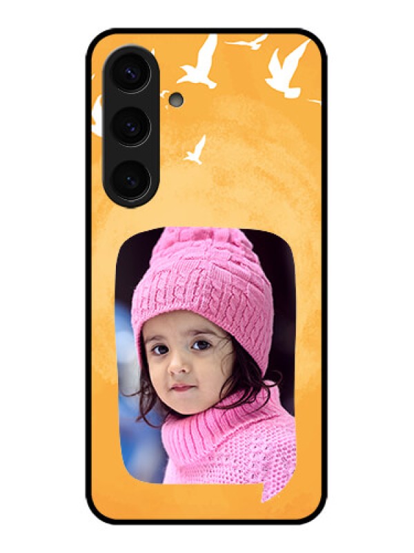 Custom Samsung Galaxy S24 5G Custom Glass Phone Case - Water Color Design With Bird Icons