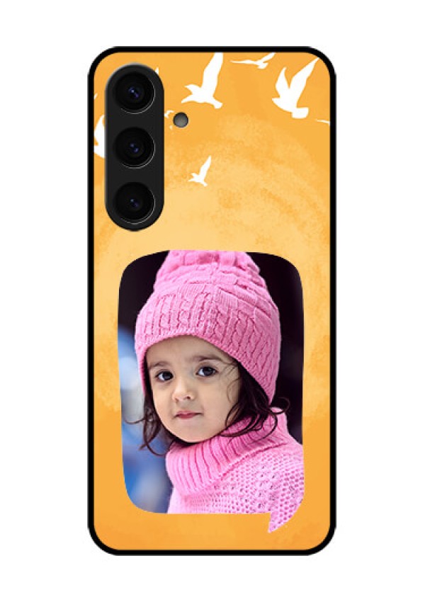 Samsung Galaxy S24 5G Custom Glass Phone Case - Water Color Design With Bird Icons