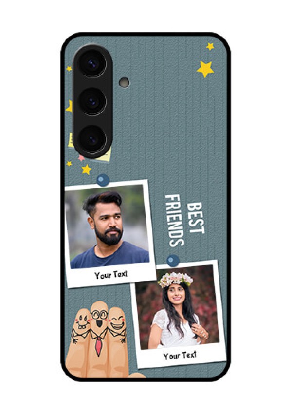Samsung Galaxy S24 5G Custom Glass Phone Case - Sticky Frames And Friendship Design