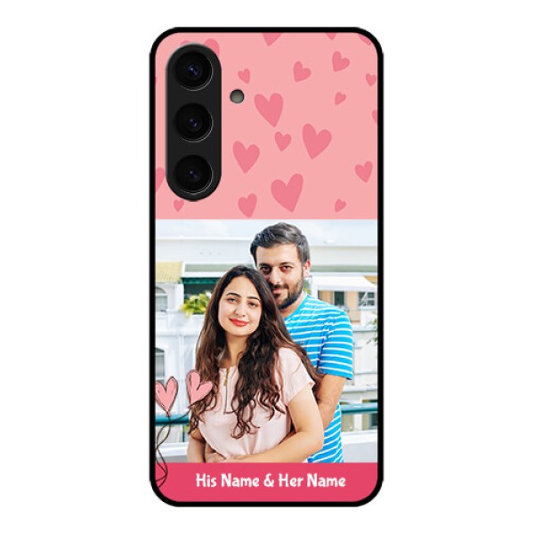 Samsung Galaxy S24 5G Custom Glass Phone Case - Love Design Peach Color Samsung Galaxy S24 5G Custom Glass Phone Case - Love Design Peach Color