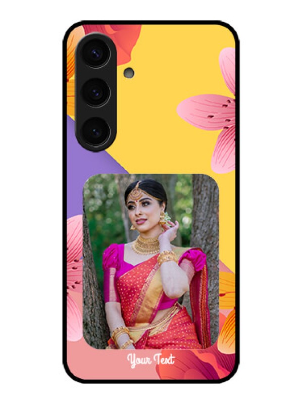 Custom Samsung Galaxy S24 5G Custom Glass Phone Case - 3 Image With Vintage Floral Design